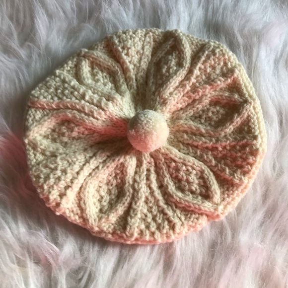 Cream Hand Knitted Wool Beret - Picture 1 of 8
